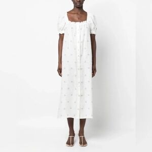 Sleeper Brigitte Maxi Dress Size Large Linen WHITE